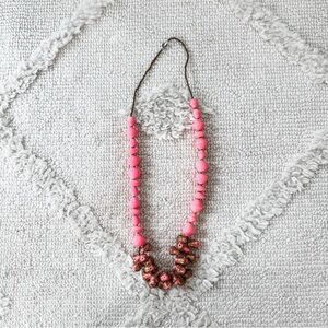 31 Bits Neon Pink with Gold Beaded Necklace